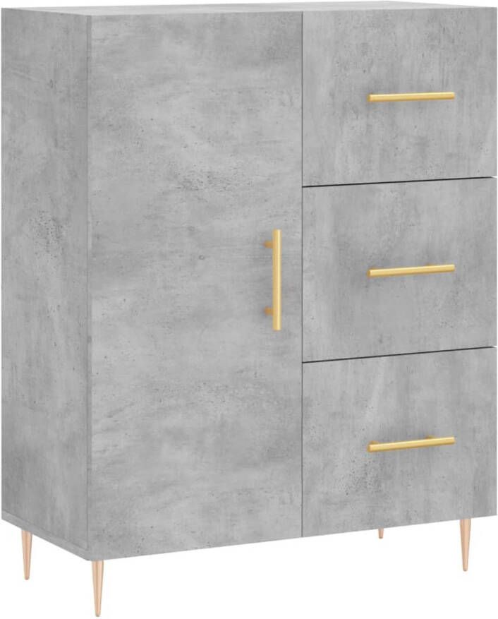 The Living Store Dressoir Betongrijs 69.5 x 34 x 90 cm Bewerkt hout en metaal