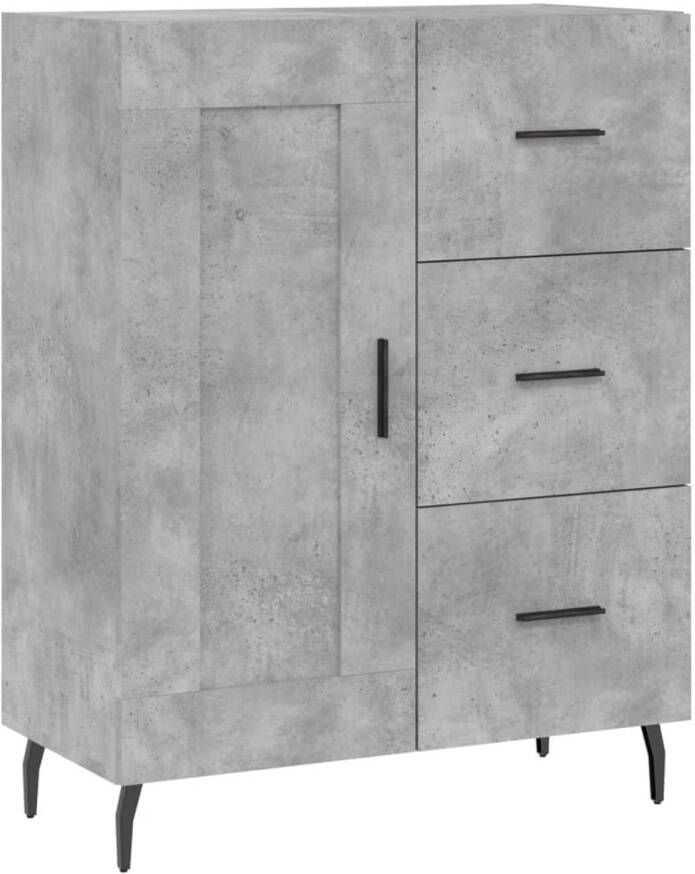 The Living Store Dressoir Betongrijs 69.5 x 34 x 90 cm Bewerkt hout en metaal