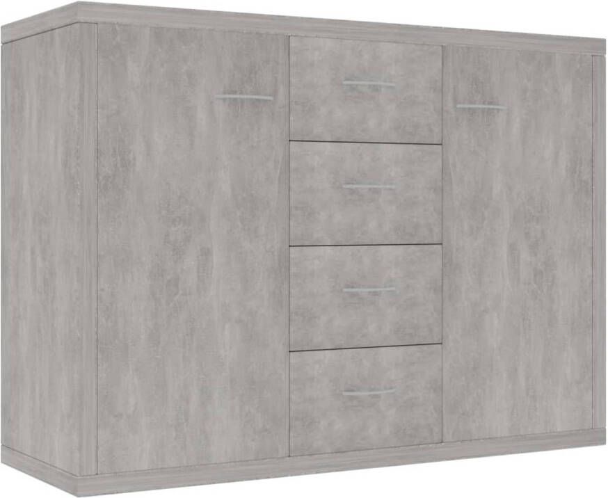 The Living Store Dressoir Betongrijs 88x30x65 cm Met 4 lades en 2 deuren