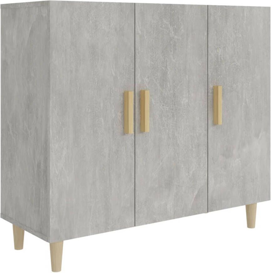 The Living Store Dressoir Betongrijs 90 x 34 x 80 cm Bewerkt hout