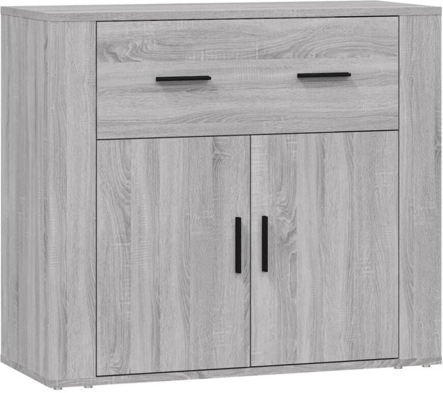 The Living Store Dressoir Bewerkt Hout 80 x 33 x 70 cm Grijs Sonoma Eiken