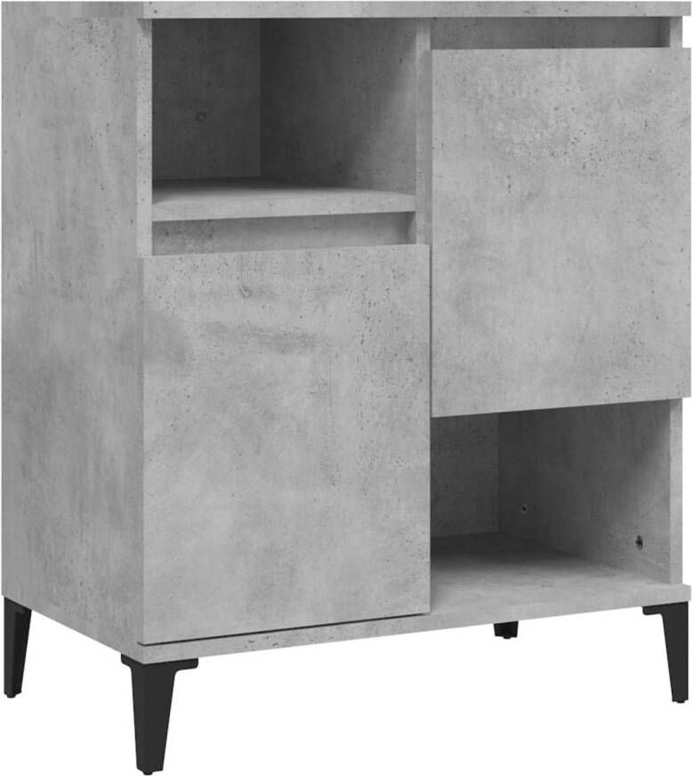 The Living Store Dressoir Bewerkt Hout Betongrijs 60x35x70 cm Voldoende Opbergruimte Weergavefunctie