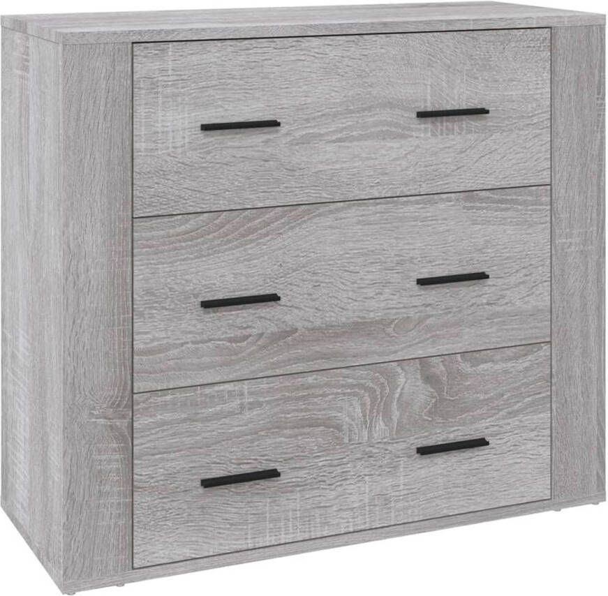 The Living Store Dressoir Bewerkt Hout Grijs Sonoma Eiken 80 x 33 x 70 cm Duurzaam materiaal