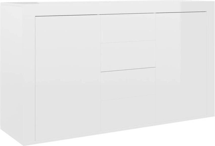 The Living Store Dressoir Bijzetkast 120 x 36 x 69 cm Hoogglans wit Spaanplaat