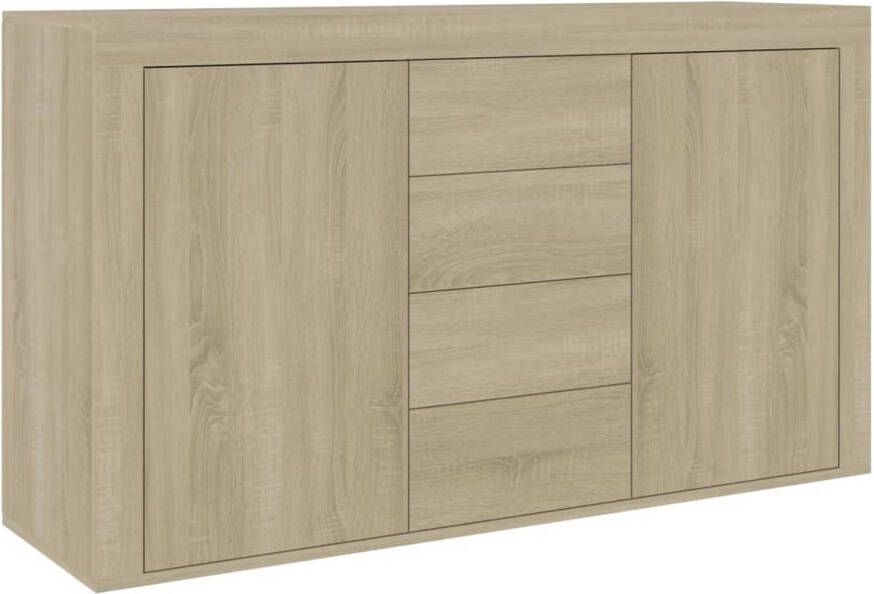 The Living Store Dressoir Bijzetkast 120 x 36 x 69 cm Sonoma Eiken 2 Deuren en 4 Lades