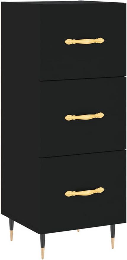 The Living Store Dressoir Bijzetkast 3 lades 34.5 x 34 x 90 cm Zwart