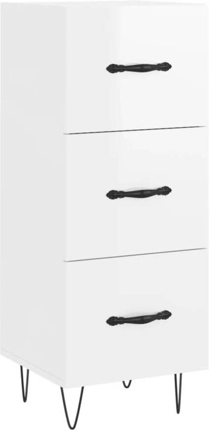 The Living Store Dressoir Bijzetkast 34.5 x 34 x 90 cm Hoogglans wit