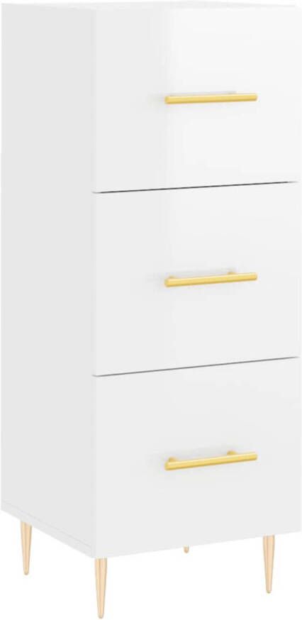 The Living Store Dressoir Bijzetkast 34.5 x 34 x 90 cm Hoogglans Wit