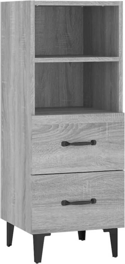 The Living Store Dressoir Bijzetkast 34.5x34x90cm Grijs Sonoma Eiken