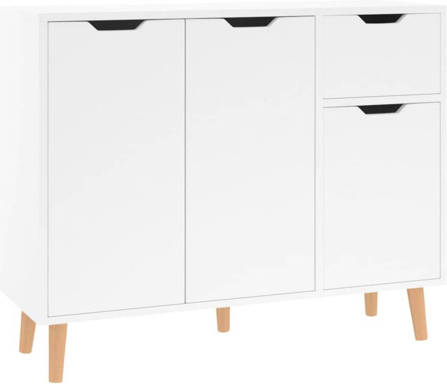 The Living Store Dressoir Bijzetkast 90x30x72cm Hoogglans wit spaanplaat