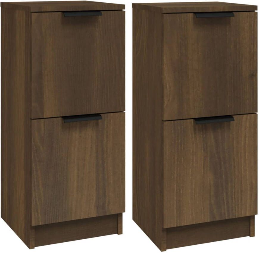 The Living Store Dressoir Bijzetkast Hout 30x30x70 cm Bruineiken