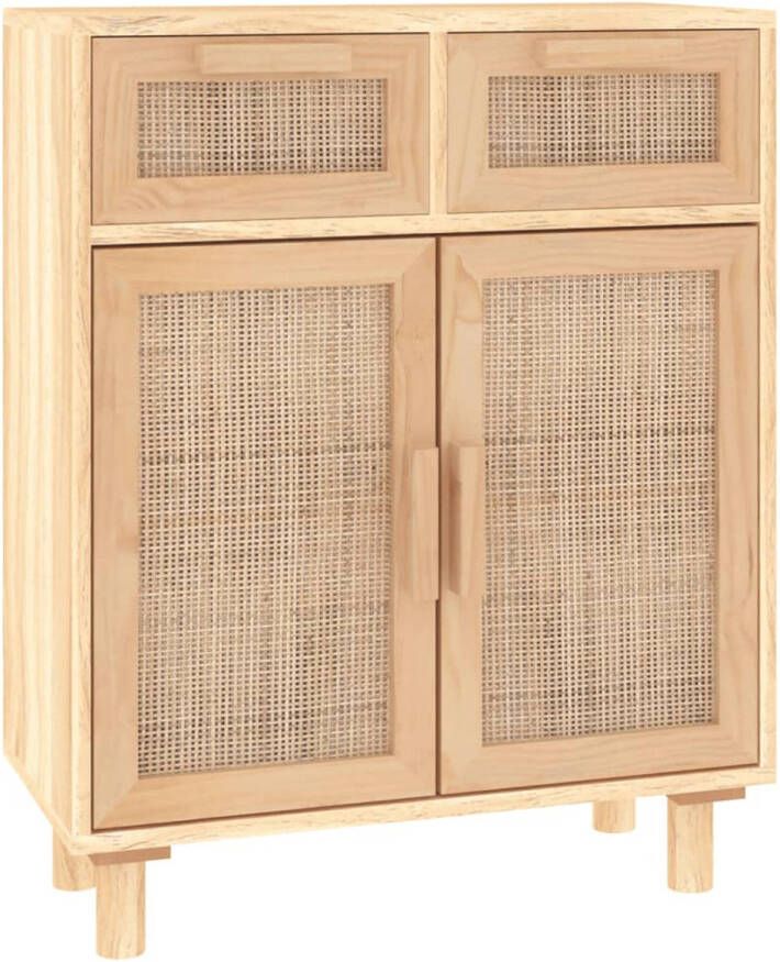 The Living Store Dressoir Bruin 60 x 30 x 75 cm Rattan Massief grenenhout