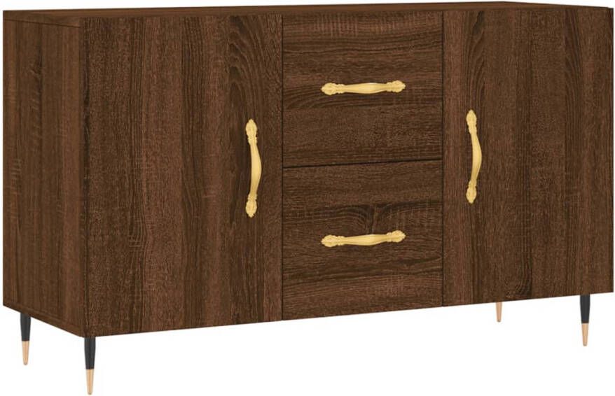 The Living Store Dressoir Bruineiken 100 x 36 x 60 cm Duurzaam Metalen poten Voldoende opbergruimte Stevig