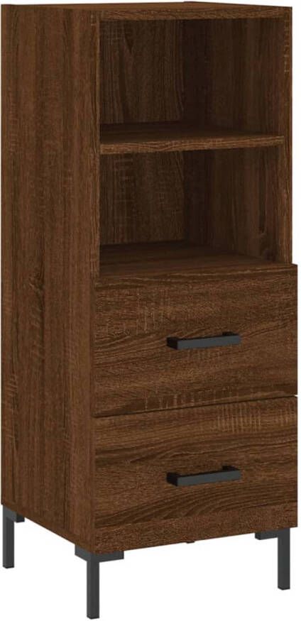 The Living Store Dressoir Bruineiken 34.5x34x90cm Bewerkt hout en metaal