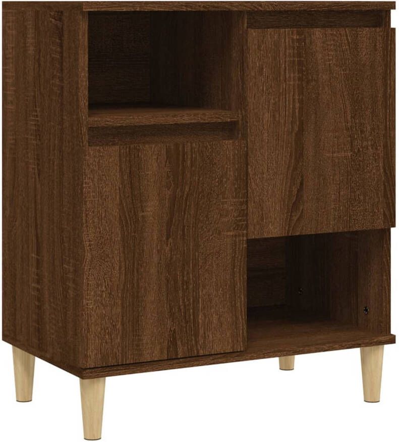 The Living Store Dressoir Bruineiken 60 x 35 x 70 cm Duurzaam hout Massief eucalyptushout 4 vakken 2 deuren