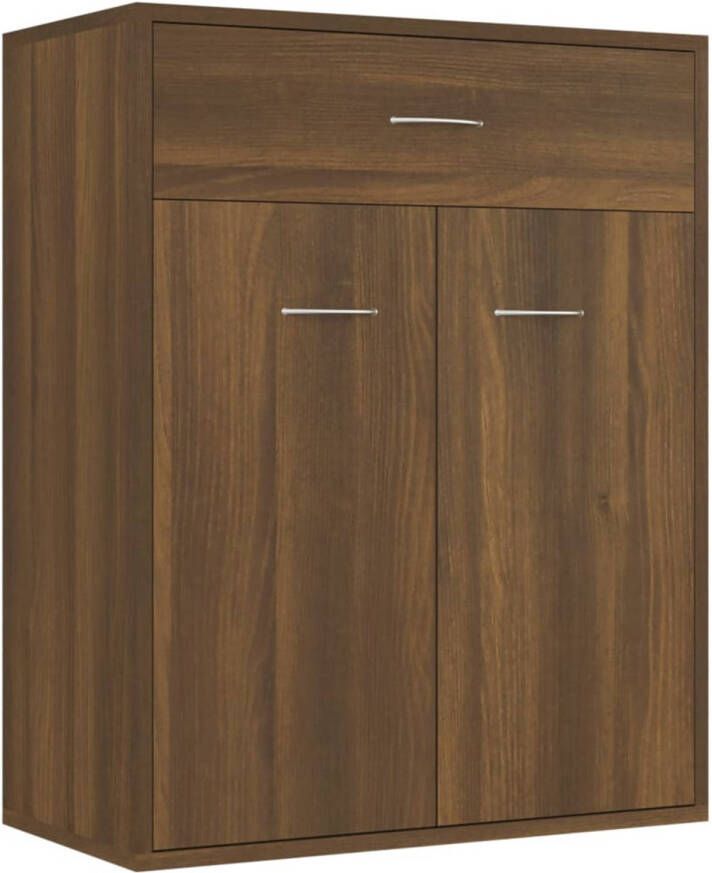 The Living Store Dressoir Bruineiken 60x30x75 cm Bewerkt Hout Met 2 deuren en 1 lade