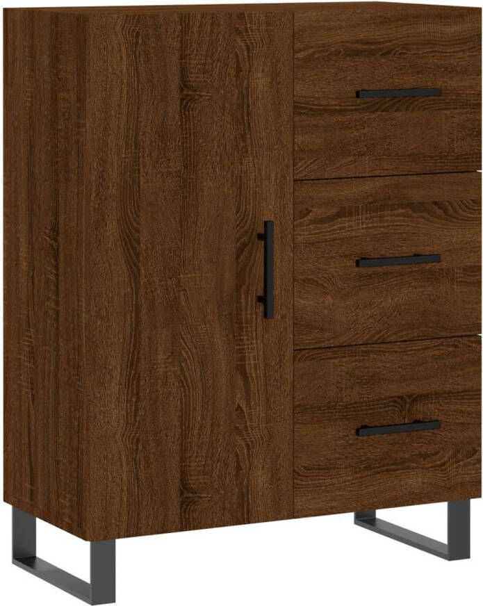 The Living Store Dressoir Bruineiken 69.5 x 34 x 90 cm Bewerkt hout en metaal