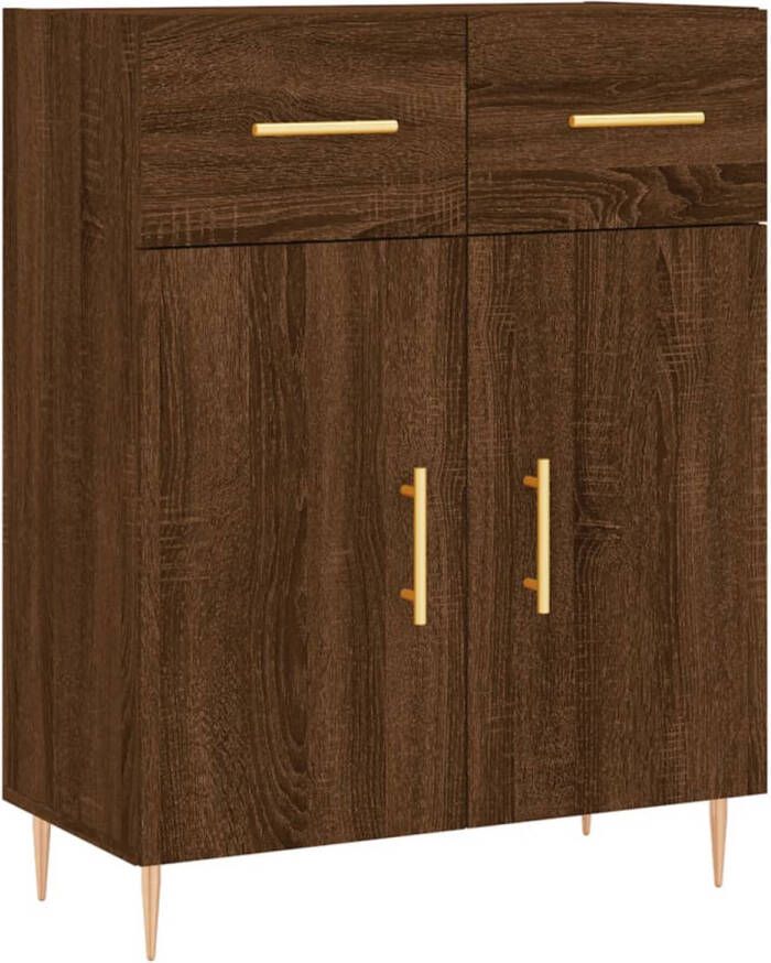 The Living Store Dressoir Bruineiken 69.5 x 34 x 90 cm Duurzaam bewerkt hout en metaal