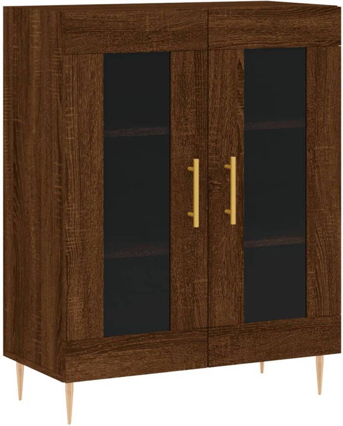 The Living Store Dressoir Bruineiken 69.5 x 34 x 90 cm Glas ontwerp