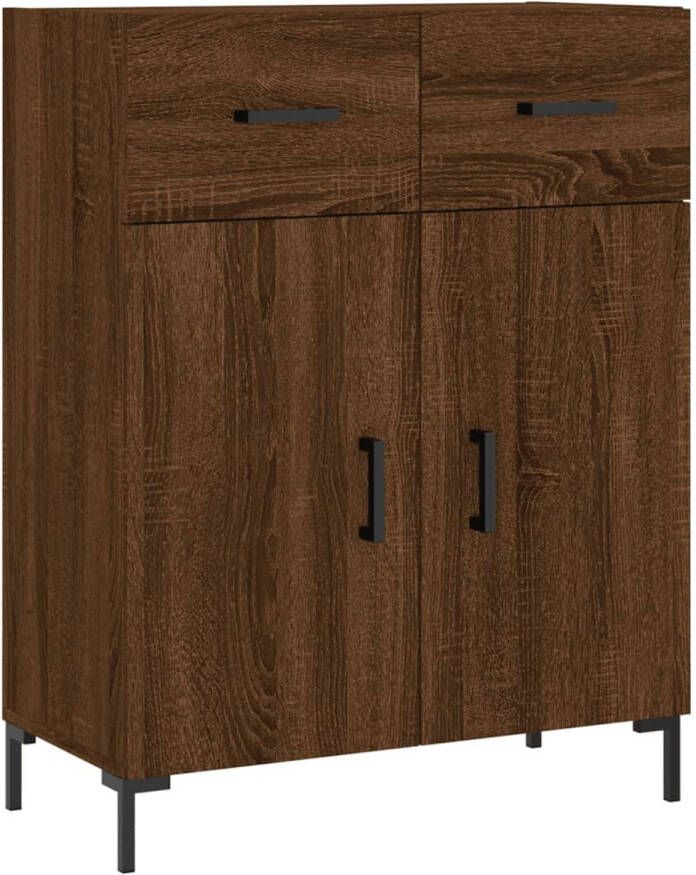 The Living Store Dressoir Bruineiken 69.5 x 34 x 90 cm Met Metalen Poten en Voldoende Opbergruimte