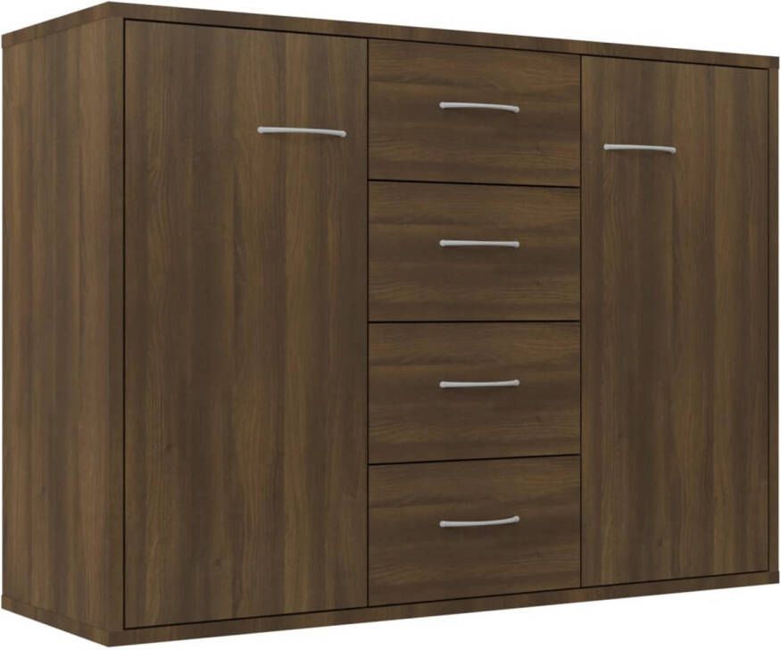 The Living Store Dressoir Bruineiken 88 x 30 x 65 cm met 4 lades en 2 deuren