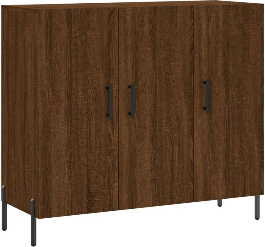 The Living Store Dressoir Bruineiken 90 x 34 x 80 cm Duurzaam hout en metaal