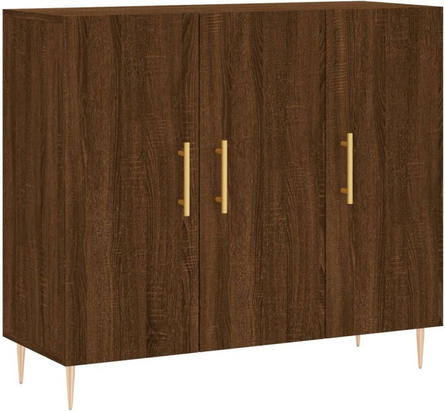 The Living Store Dressoir Bruineiken 90 x 34 x 80cm Metalen poten