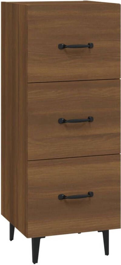 The Living Store Dressoir Bruineiken Bewerkt Hout 34.5x34x90cm Stevig en Praktisch