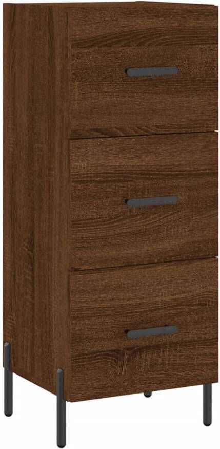 The Living Store Dressoir Bruineiken Bijzetkast 3 lades 34.5 x 34 x 90 cm Duurzaam hout metaal