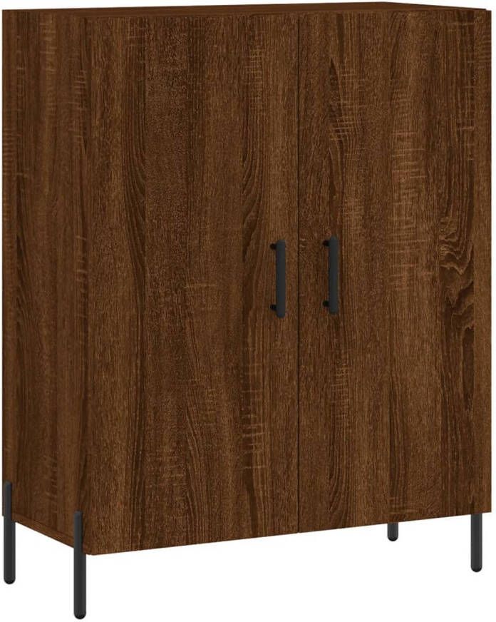 The Living Store Dressoir Bruineiken Kast 69.5 x 34 x 90 cm Bewerkt hout en metaal