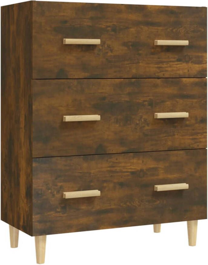 The Living Store Dressoir Classic Bewerkt Hout 70 x 34 x 90 cm Gerookt Eiken