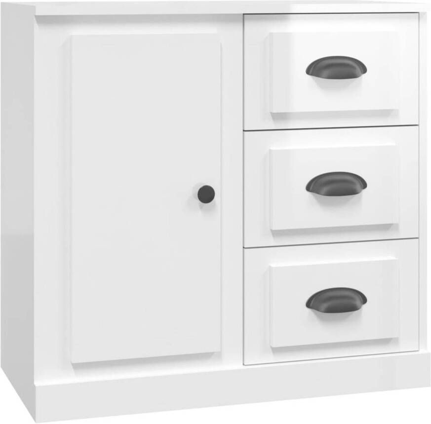 The Living Store Dressoir Classic Bijzetkast 70 x 35.5 x 67.5 cm Hoogglans wit