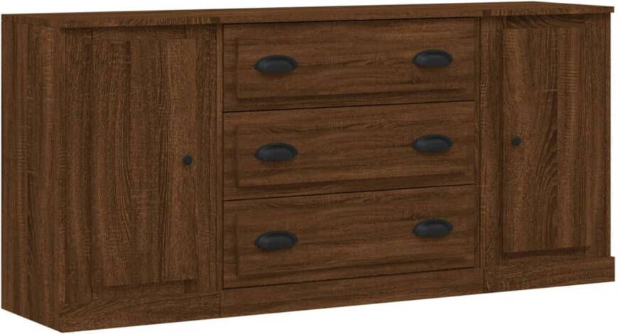 The Living Store Dressoir Classic Bruineiken 140x35.5x67.5 cm 3 stuks