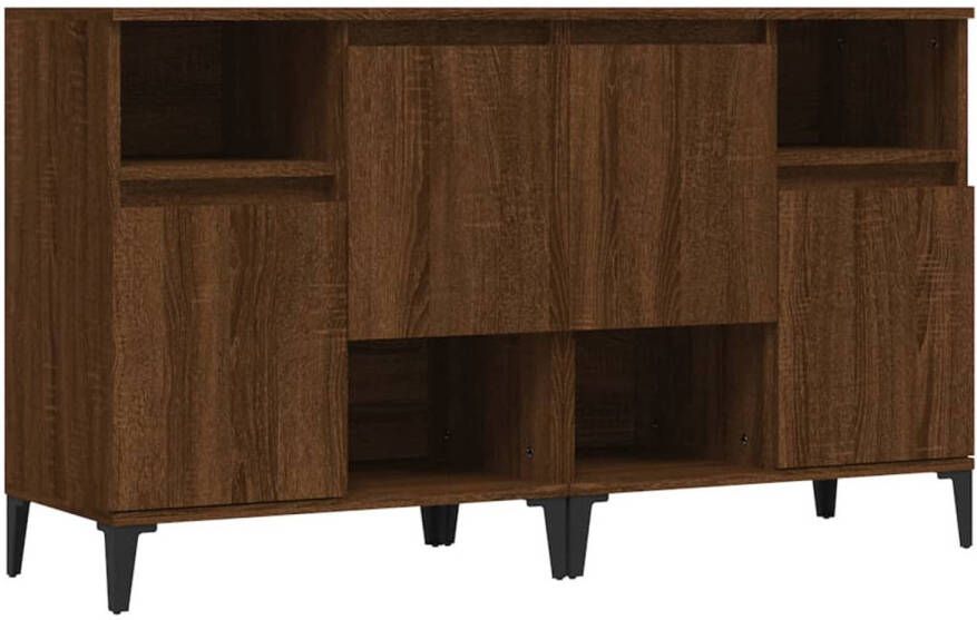 The Living Store Dressoir Classic Bruineiken 60 x 35 x 70 cm Bewerkt hout en metaal