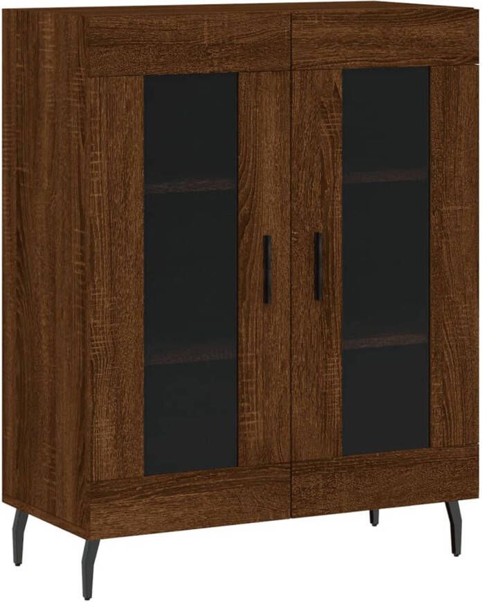 The Living Store Dressoir Classic Bruineiken 69.5x34x90 cm Glasdesign Duurzaam materiaal