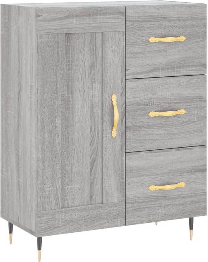 The Living Store Dressoir Classic Grey Sonoma Eiken 69.5 x 34 x 90 cm Duurzaam bewerkt hout en metaal