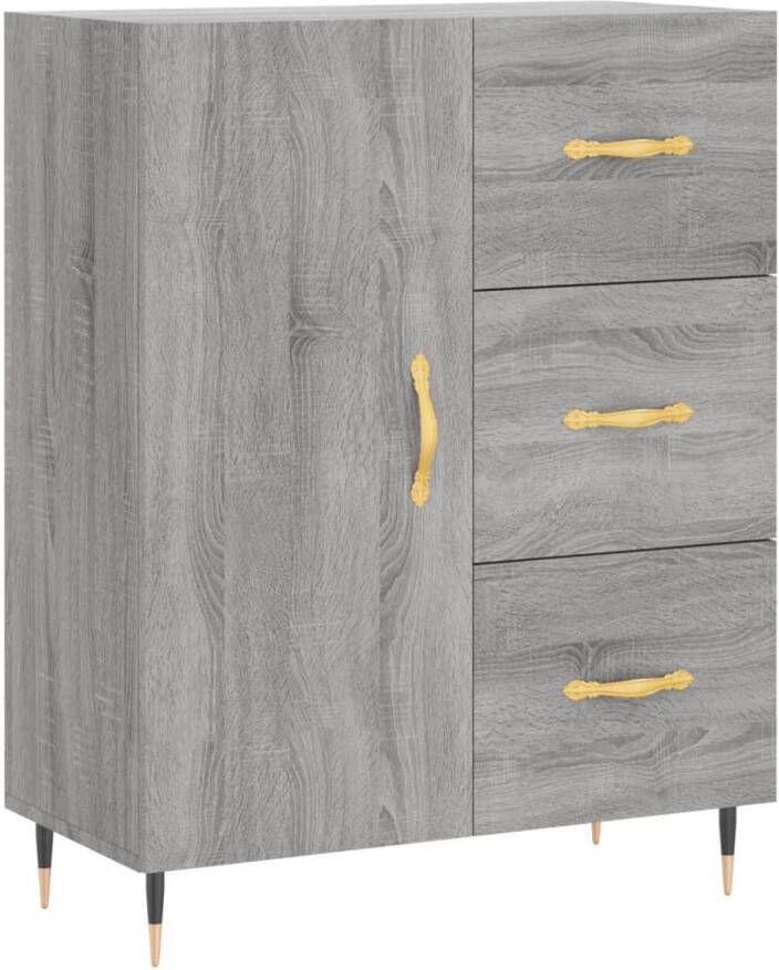 The Living Store Dressoir Classic Grijs Sonoma Eiken 69.5 x 34 x 90 cm Met Lades en Vakken