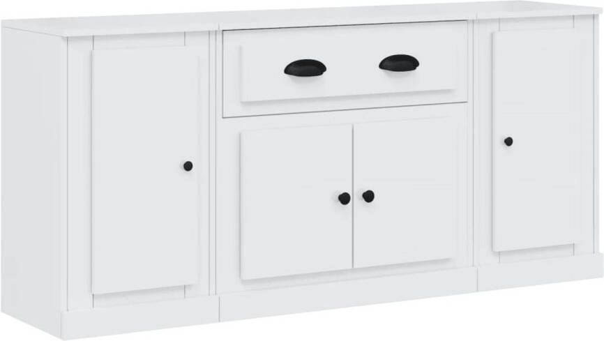 The Living Store Dressoir Classic Hoogglans Wit 145 x 35.5 x 67.5 cm Bewerkt Hout