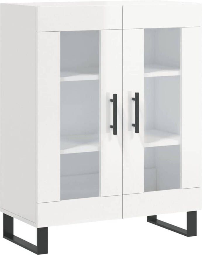 The Living Store Dressoir Classic Hoogglans wit 69.5 x 34 x 90 cm (B x D x H) Glas ontwerp