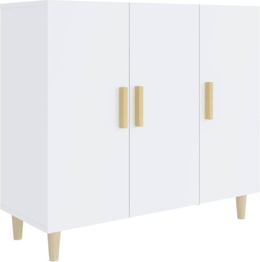 The Living Store Dressoir Classic Hoogglans wit 90 x 34 x 80 cm