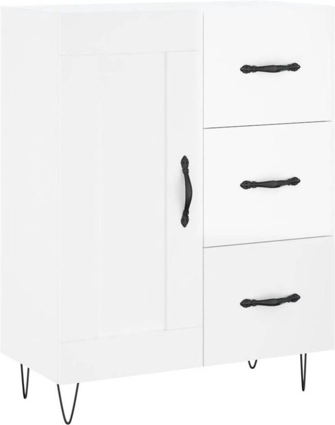 The Living Store Dressoir Classic s Hoogglans wit 69.5 x 34 x 90 cm (B x D x H)