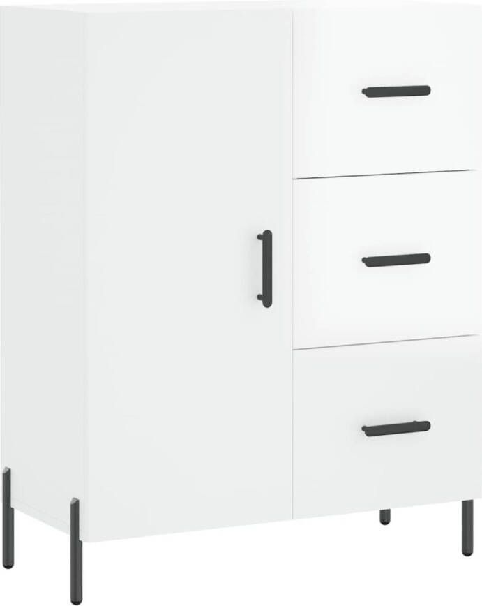 The Living Store Dressoir Classic s Hoogglans wit 69.5 x 34 x 90 cm Bewerkt hout en metaal