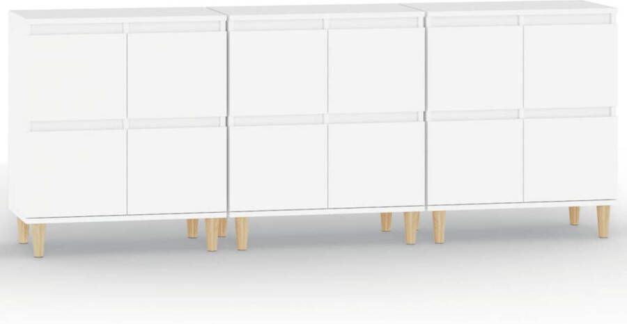 The Living Store Dressoir Classic White 60 x 35 x 70 cm Bewerkt hout en eucalyptushout