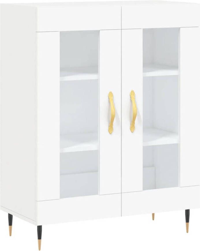 The Living Store Dressoir Classic White 69.5 x 34 x 90 cm Glas ontwerp