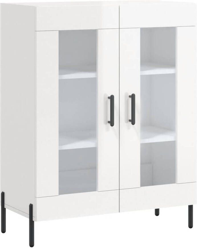 The Living Store Dressoir Classic White 69.5 x 34 x 90 cm High Gloss Wood Iron