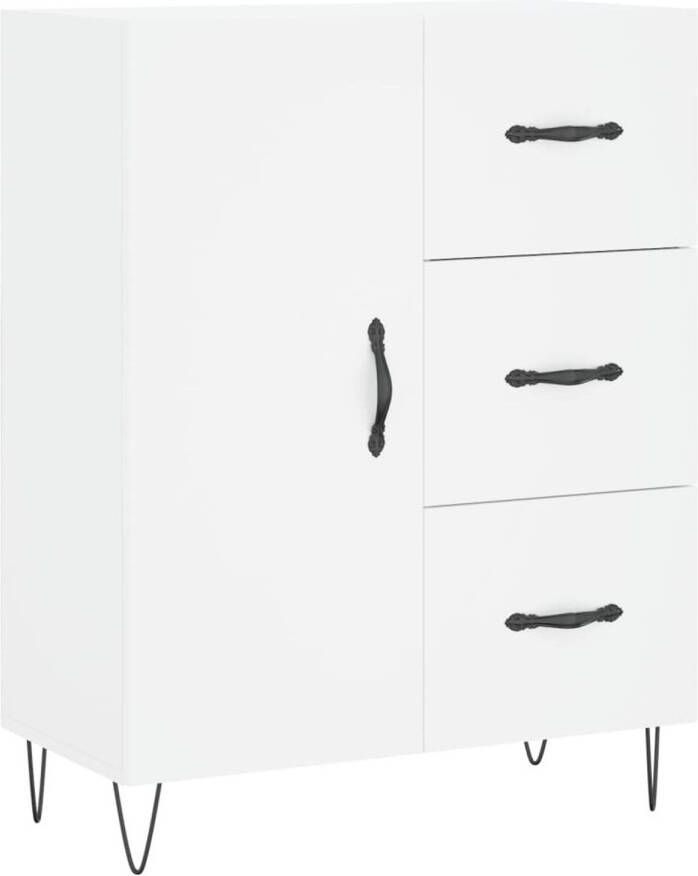 The Living Store Dressoir Classic Wit 69.5 x 34 x 90 cm Bewerkt hout