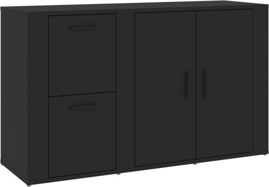 The Living Store Dressoir Classic Zwart 100 x 33 x 59.5 cm Stevig Hout Veel Opbergruimte