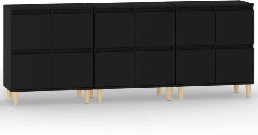 The Living Store Dressoir Classic Zwart 60 x 35 x 70 cm Met 4 Vakken