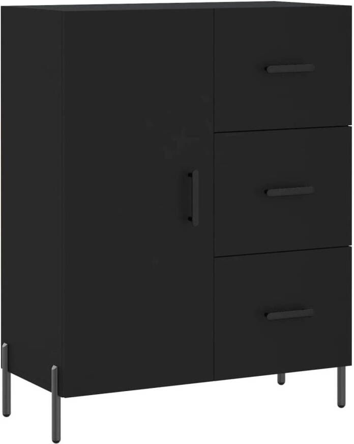 The Living Store Dressoir Classic Zwart 69.5 x 34 x 90 cm Bewerkt hout en metaal