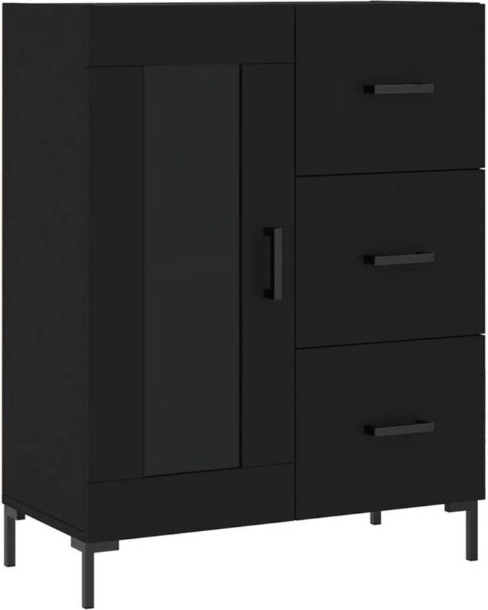 The Living Store Dressoir Classic Zwart 69.5 x 34 x 90 cm Hoge kwaliteit hout metaal glas